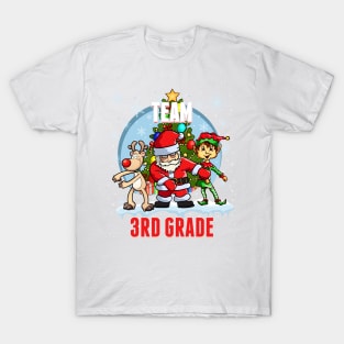 Team 3RD GRADE Santa Elf Reindeer Flossing Kids Christmas T-Shirt